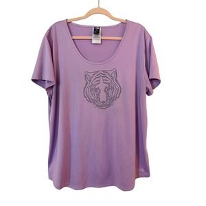 The North Face Women T-Shirt Purple Rhinestone Tiger XXL